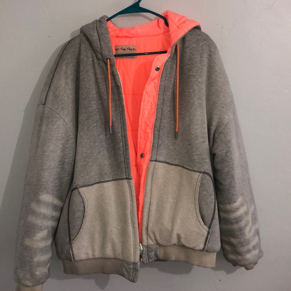 Free People orange/gray reversible jacket.